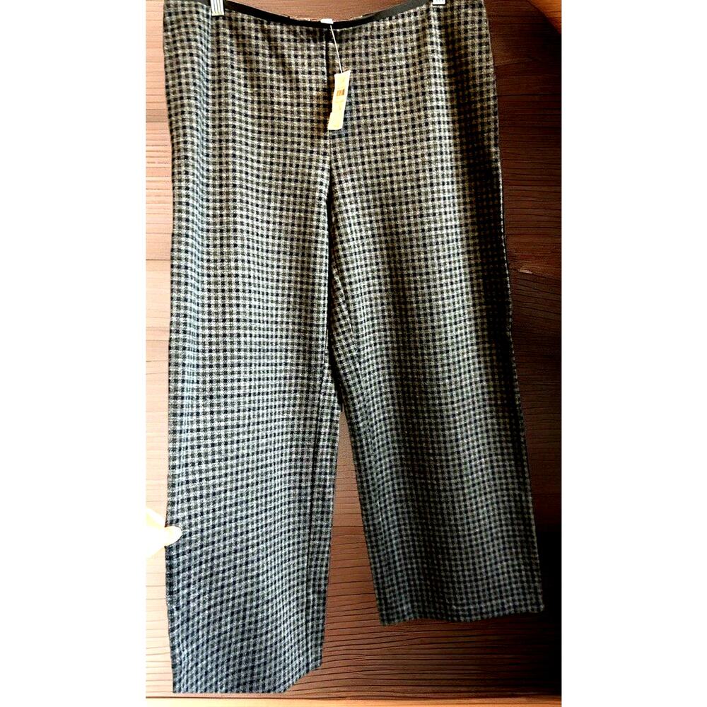 NWT J Jill Checker Plaid stretch wide leg pants petite L career comfy casual $89 - Picture 13 of 15